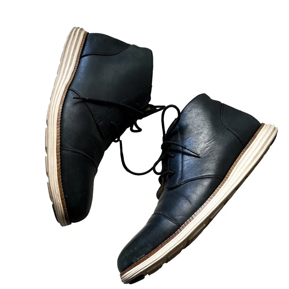 Cole Haan Men’s Grand Ankle Black Leather Chukka Boots High Top Sneakers 10.5